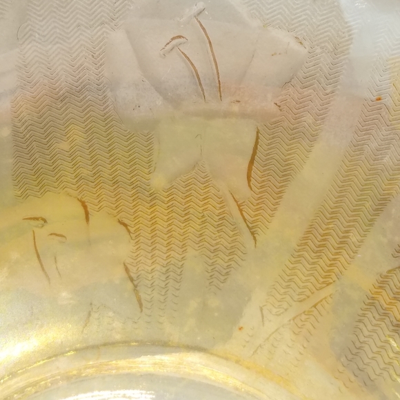 Jeanette Glass Iris Herringbone Iridescent Amber Carnival Glass Ruffled … - Picture 9 of 13